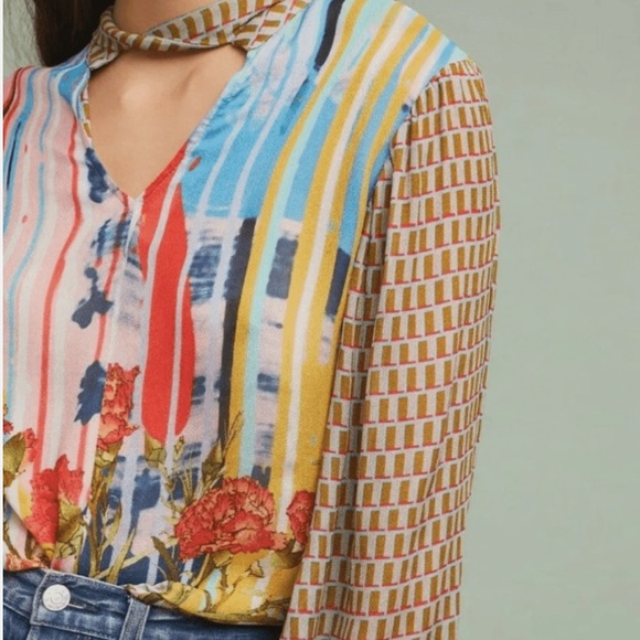 Fall Special Anthropologie Conditions Apply Retro Peasant Blouse XXS NWT - Picture 3 of 16